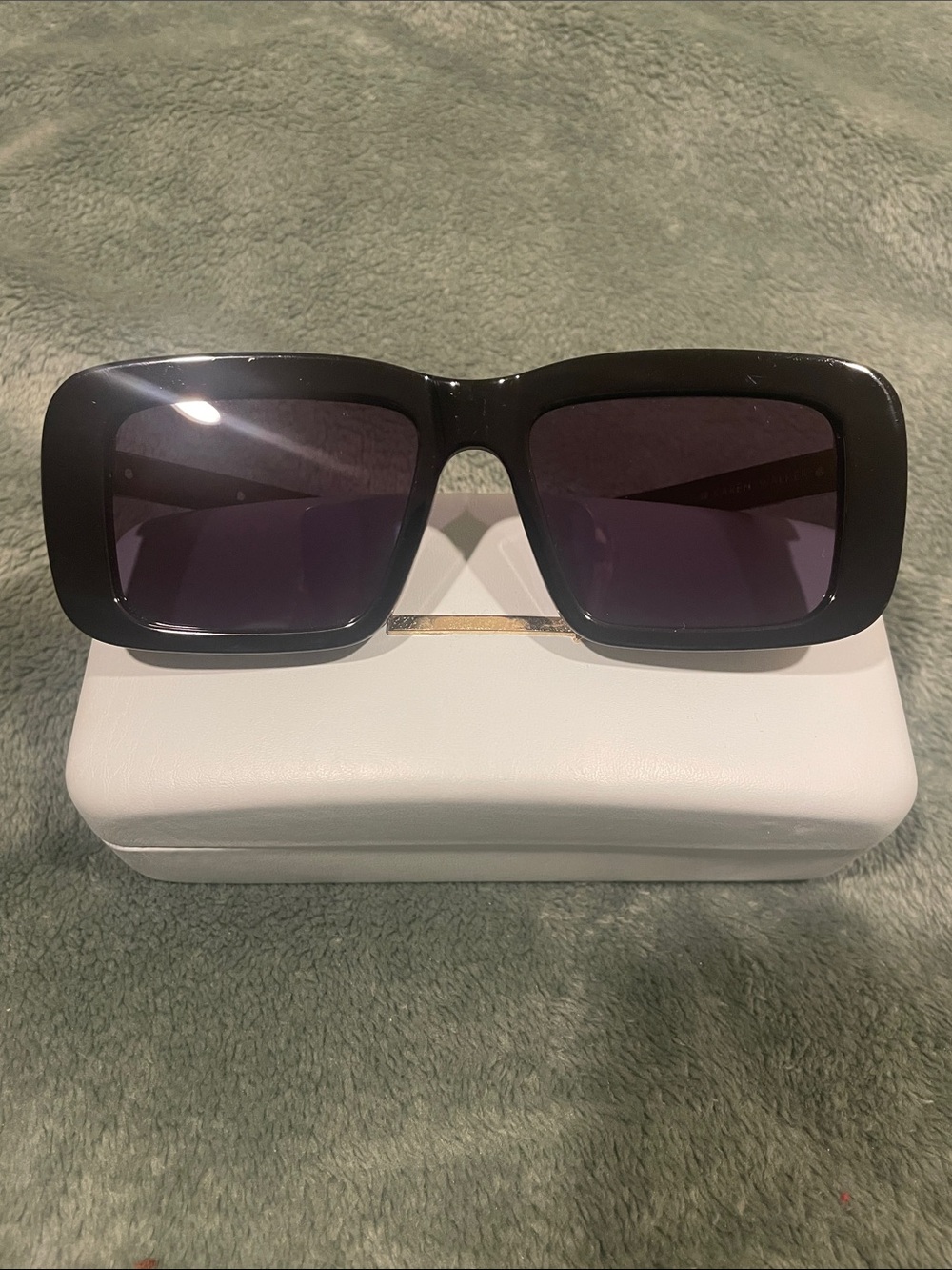 Karen Walker Bold Black Rectangular Sunglasses